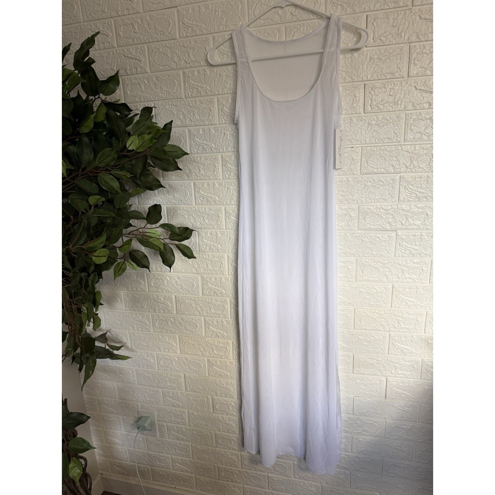 Sundaze Brunch White Sheer Swimsuit Coverup Midi Dress Sleeveless Size M
